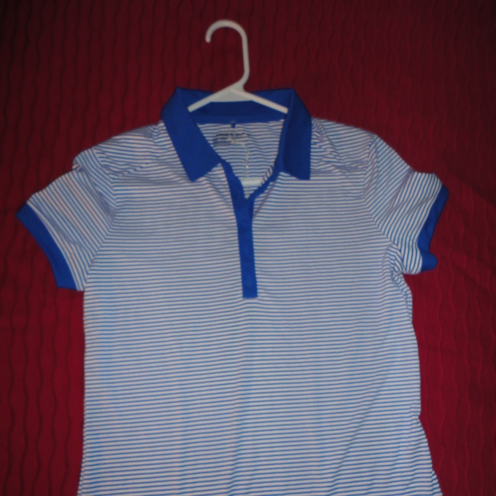 Nike - Blue/ White Striped Dri-Fit Polo Shirt, NEW